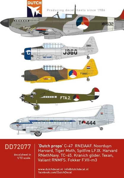 Dutch Props (C47, RNEIAAF, Harvard, Spitfire, Tiger Moth, F7A-3m ML-KNIL, etc) DD72077