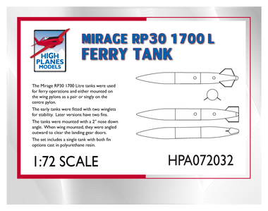 Mirage III/V 374 Gallon (1700liter) RP30 fuel tank (1x) HPA072032