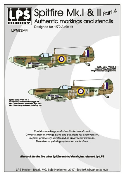 Spitfire MKI & II Authentic markings and stencils Part 4 LPM72-44