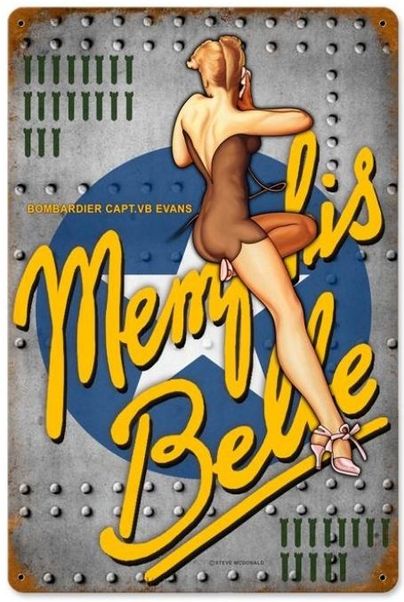Memphis Belle Nose Art Metal Sign - pinup PTS-SM209