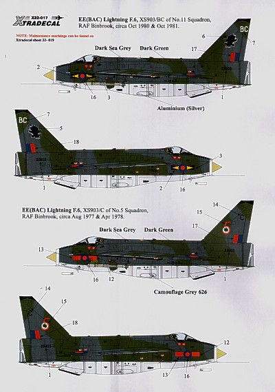 EE Lightning F6 Green.Grey Camouflage (5sq, 11Sq,LTF) x32017