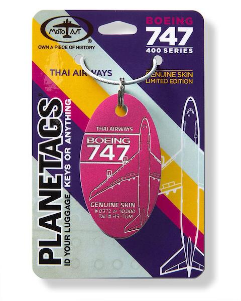 Keychain made of real aircraft skin: Boeing 747 Thai Airways HS-TGM Magenta B747 THAI MAG