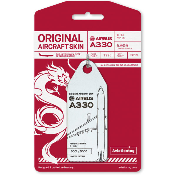 Keychain made of real aircraft skin: Airbus A330-300 Cathay Dragon B-HLB B-HLB