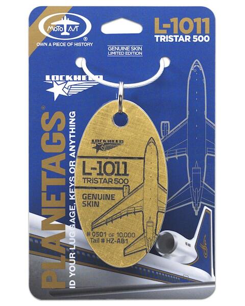 Keychain made of real aircraft skin: Lockheed L1011 Tristar-500 HZ-AB1 (gold thin)  HZ-AB1 GOLD