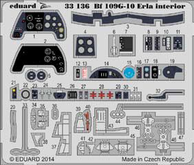 Detailset Messerschmitt BF109G-10 Erla Interior self Adhesive (Revell) E33-136