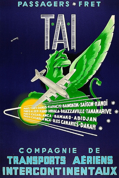 TAI - Compagnie de Transports Aériens Intercontinentaux DC-4 Vintage metal poster metal sign
