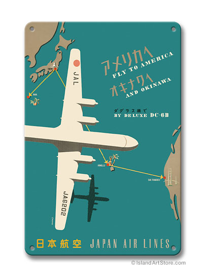 Japan Airlines - Fly to America Vintage metal poster metal sign MTSA3058