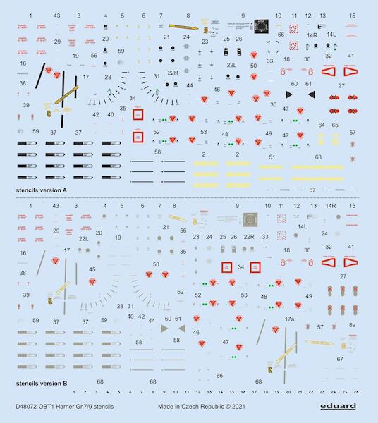Harrier GR7/9 Stencils Hi and Lo-viz (Eduard, Hasegawa) D48072
