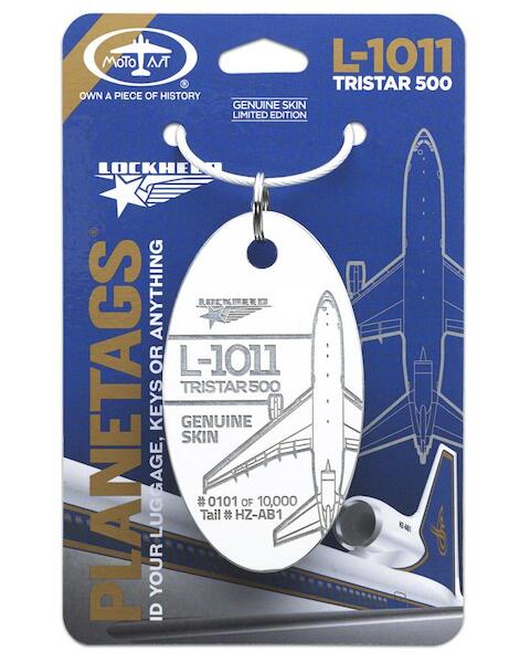 Keychain made of real aircraft skin: Lockheed L1011 Tristar-500 HZ-AB1 HZ-AB1 WHITE