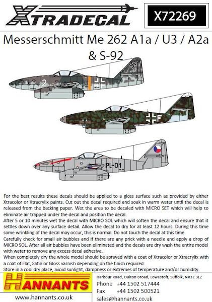 Messerschmitt Me-262A-1a / U3 / A2A / S-92 X72269