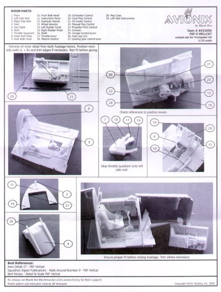 Grumman F6F-5 Hellcat resin cockit seat for Trumpeter av32050