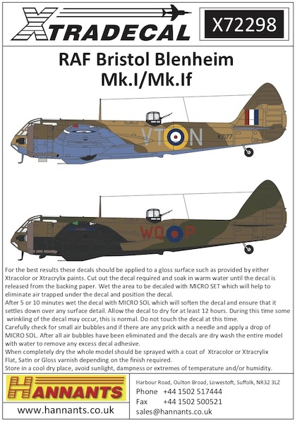 Bristol Blenheim MK1/MK1F (11) X72298
