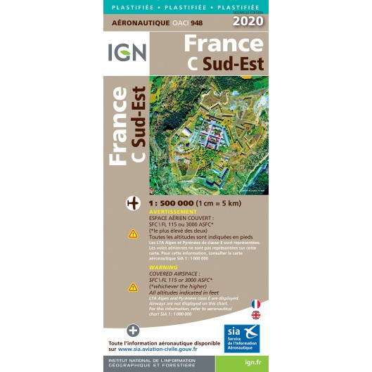 ICAO chart France 944 South East (Sud-Est) Edition 2020 IGN-944