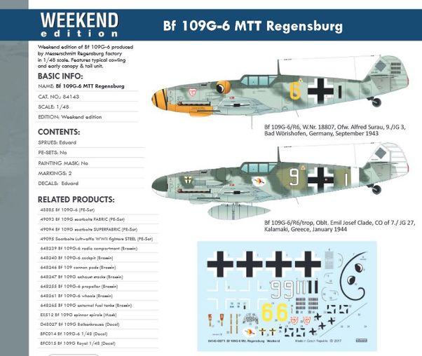 Messerschmitt BF109G-6 Mtt Regensburg 84143