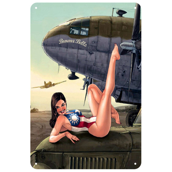 Bwina belle Curtsiss C46 pin up metal poster YD3142EI
