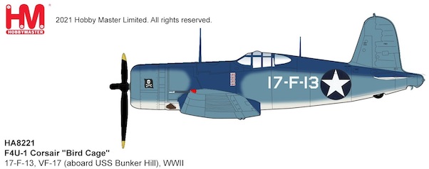 Vought F4U Corsair Diecast Model USN VF-17 Jolly Rogers, USS Bunker Hill HA8221