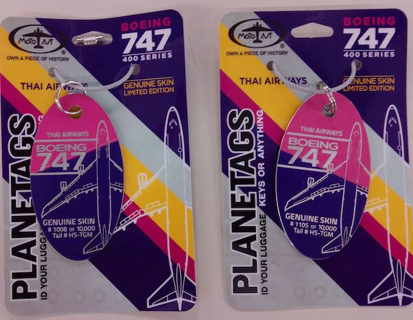 Keychain made of real aircraft skin: Boeing 747 Thai Airways HS-TGM Combo Purple/Magenta THAI PUR/MAG
