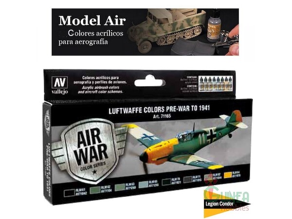 Vallejo Model Color Air Acrylic paint set 1: Luftwaffe Colours Pre-war to 1941 71165
