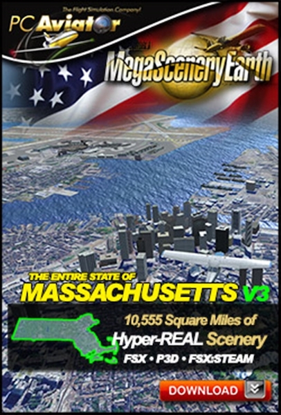 Mega Scenery Earth Version 3, Massachusetts (Download version) DL-MSEV3-MA