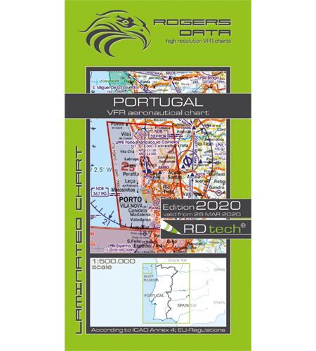 VFR aeronautical chart Portugal 2020 ROGERS-PORT