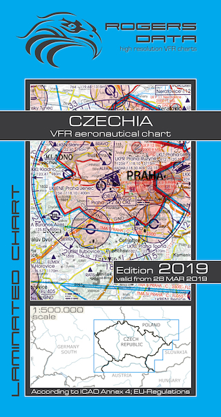 VFR aeronautical chart Czech Republic 2019 ROGERS-CZECH