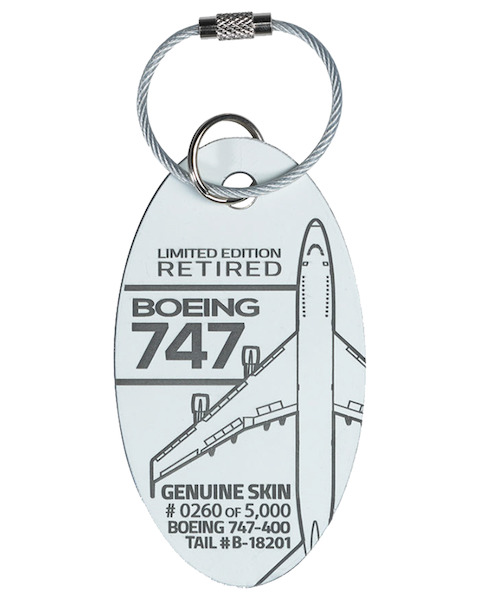 Keychain made of real aircraft skin: 747-400 B-18201 China Airlines 747-400 B-18201