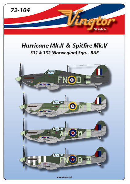 Hawker Hurricane Mk.II & Spitfire Mk.V, (331 & 332 (Norwegian) Sqns. RAF) 72-104