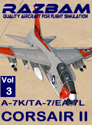 RAZBAM Corsair II volume 3: A-7K; TA-7 & EA-7L for FSX (download) RAZBAM A7-VOL3