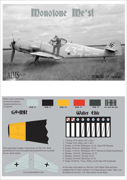 Monotone Me's (BF109, BF110, Me262) 32D011