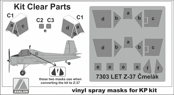 Set of Vinyl canopy masks for Let Z37 Cmelak (KP) 7303