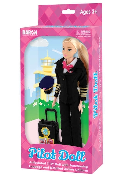 Pilot Doll with functioning luggage and detailed airline uniform (General) DA330