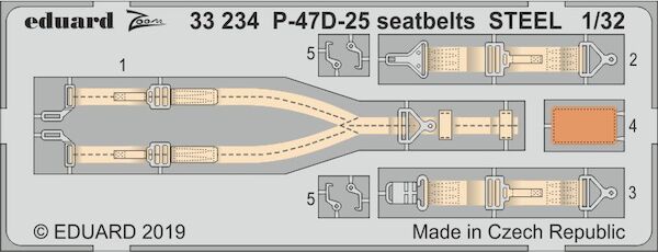Detailset P47D-25 Thunderbolt Seatbelts (Hasegawa) E33-234