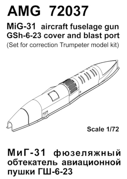 Mikoyan MiG31 Aircraft Fuselage Gun cover and Blast port (Hobby Boss) AMG72037