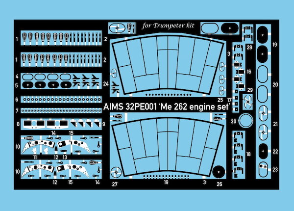 Detailset Messerschmitt Me262 engine set (Trumpeter) 32PE001