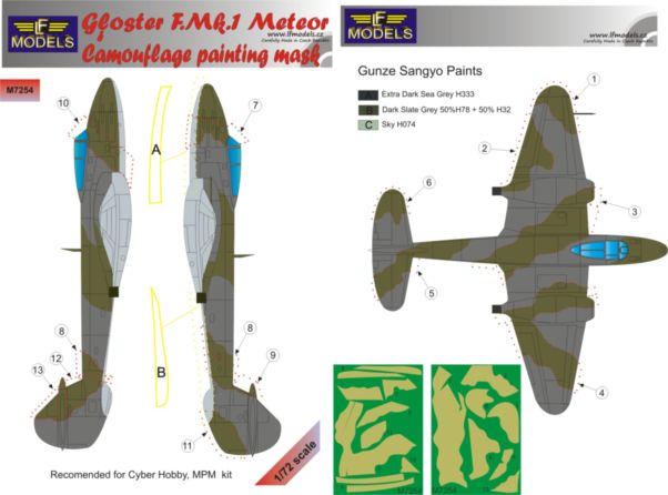 Gloster Meteor F MK1 Camouflage Painting Mask LFM7254