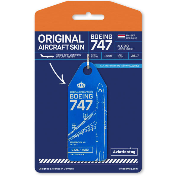 Keychain made of real aircraft skin: Boeing 747-400 PH-BFF (KLM) PH-BFF