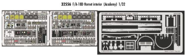 Detailset F/A18D Hornet Interior (Academy) E32-556