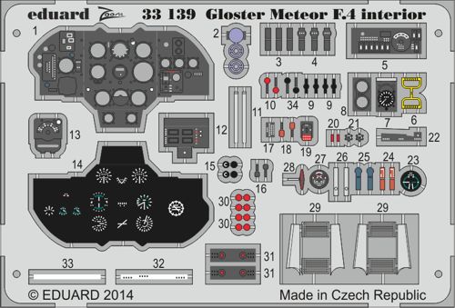 Detailset Gloster Meteor F4 Interior Self adhesive (HK models) E33-139