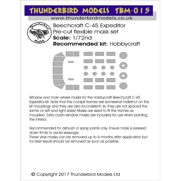 Beechcraft C45 Expeditor paint masks (Hobbycraft) TBM-015