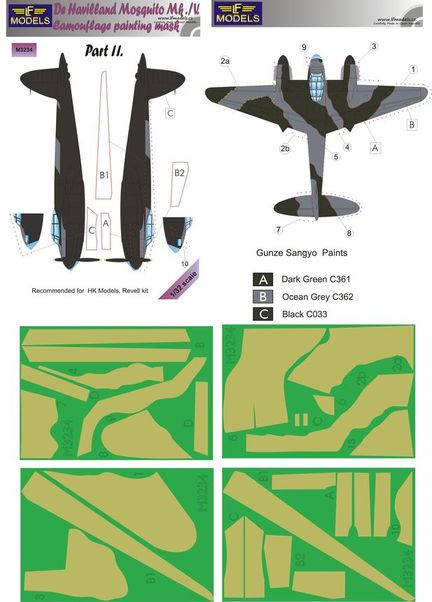 De Havilland Mosquito B MKIV RAF Camouflage Painting Mask Part 2 LFM3234