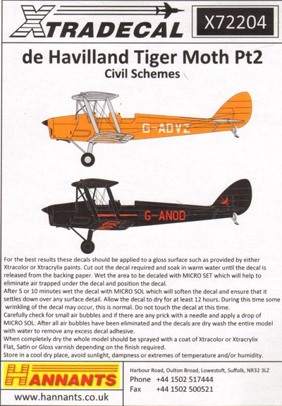 de Havilland DH.82A Tiger Moth Pt 2 in Colourful Civil schemes X72204