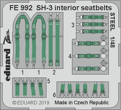 Detailset SH3 Sea King Interior Seatbelts (Hasegawa, Revell) FE992