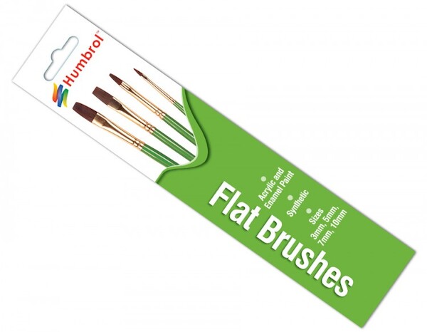 Flat Brush set with synthetic hair (3mm, 5mm, 7mm, 10mm) HAG4302