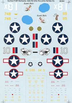 48-844 Curtiss P40F Warhawk (87FS, 64FS) 48-844
