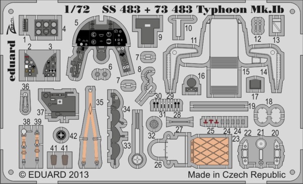 Detailset Hawker Typhoon MK1b Self Adhesive (Airfix) E73-483