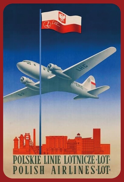 LOT: Polskie Linie Lotnicze, Polish Airlines Vintage metal poster metal sign  AV0035