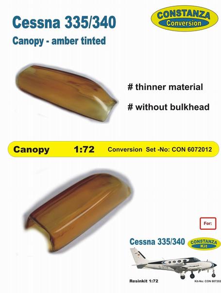 Cessna 335/340 amber tinted canopy CON6072012