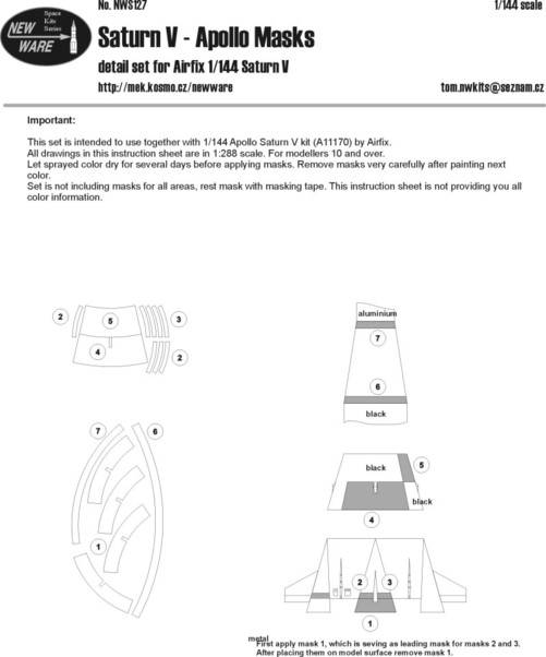 Saturn V - Apollo Airbrush Masks (Airfix) NWS127M
