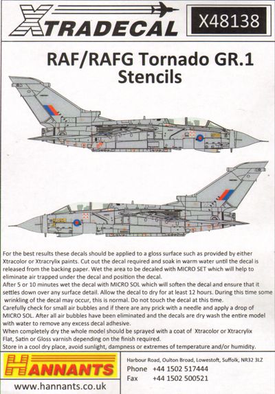 Panavia Tornado Stencil Data X48138