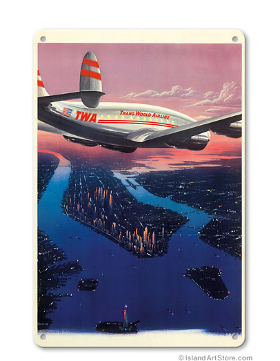 Manhattan New York City - Trans World Airlines TWA Vintage metal poster MTSA4238